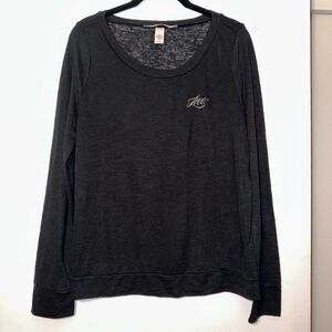 Victorias Secret Medium Lightweight Knit Black Embroidered Love Women’s Sweater